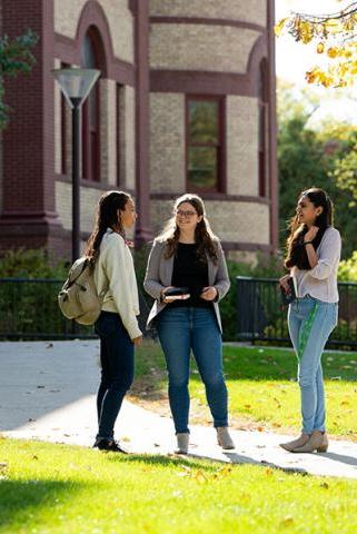 Students talking between classes